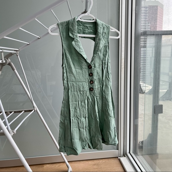 Open back button up mini dress - Picture 3 of 4